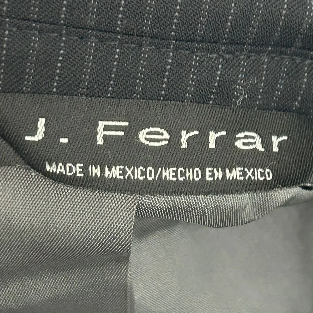 J Ferrar Sport Coat Mens 46 Regular Charcoal Pinstripe 3 Button Wool Tailored